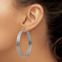 Chisel Stainless Steel Polished Wire Hoop Earrings