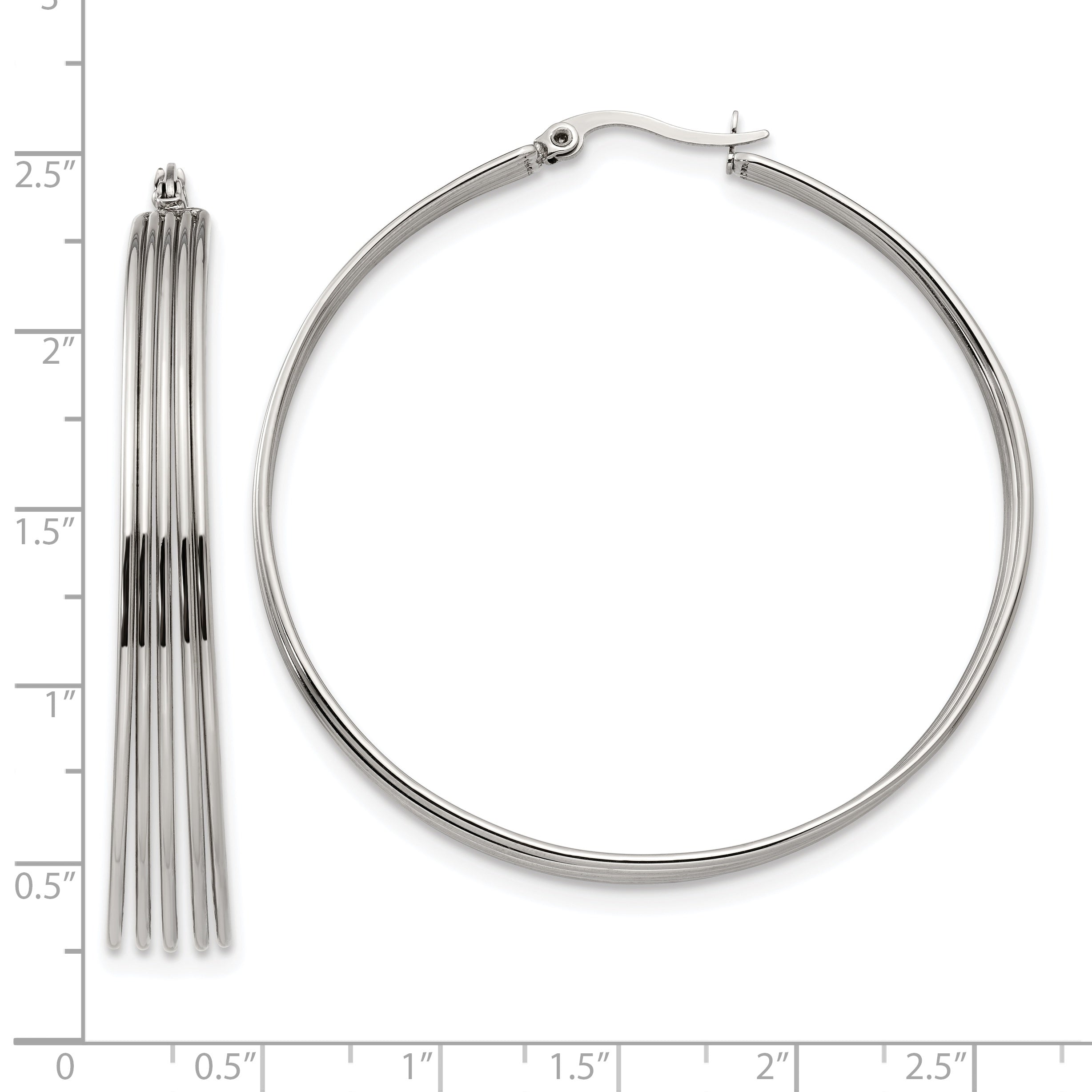 Chisel Stainless Steel Polished Wire Hoop Earrings