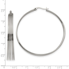 Chisel Stainless Steel Polished Wire Hoop Earrings