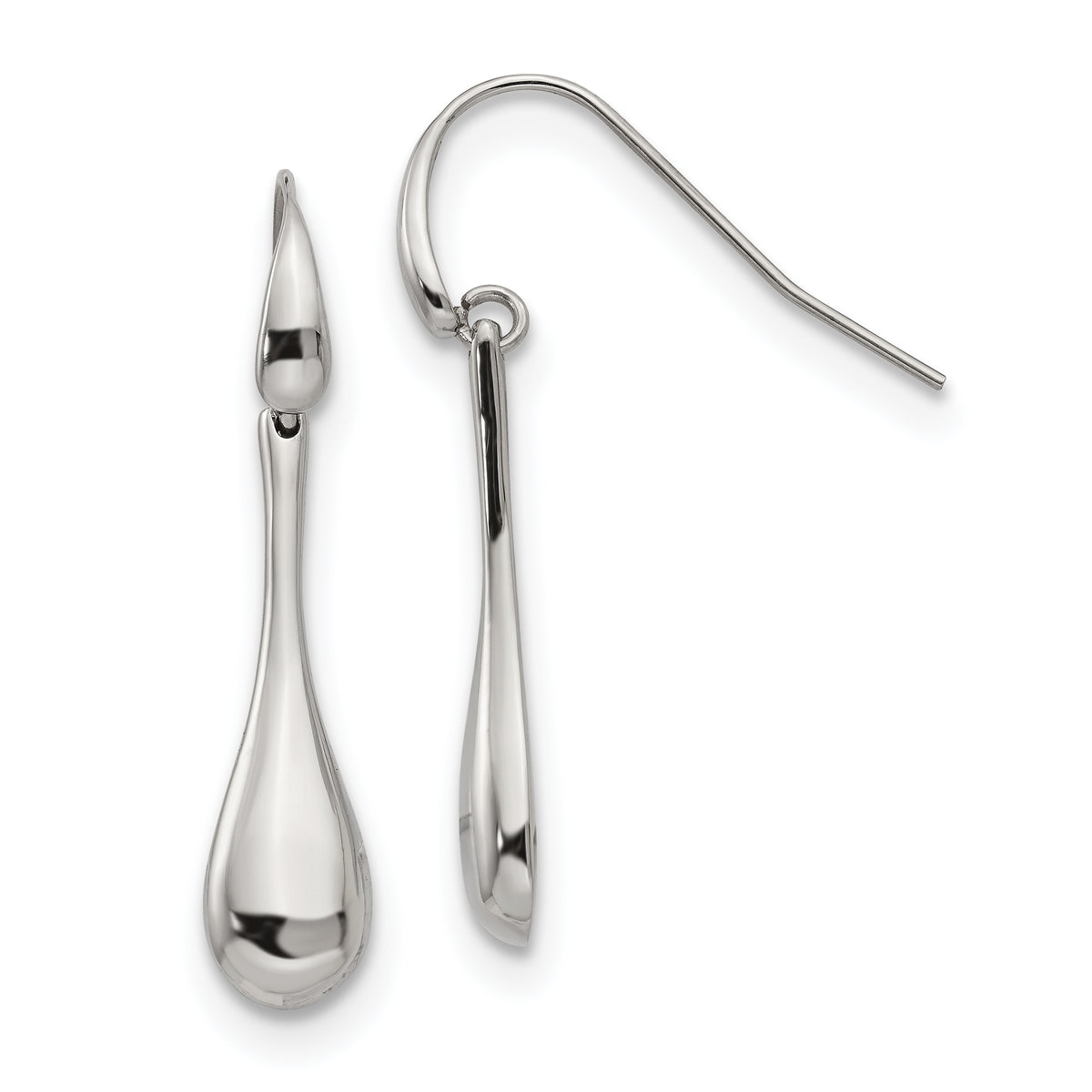 Stainless Steel Polished Dangle Shepherd Hook Earrings