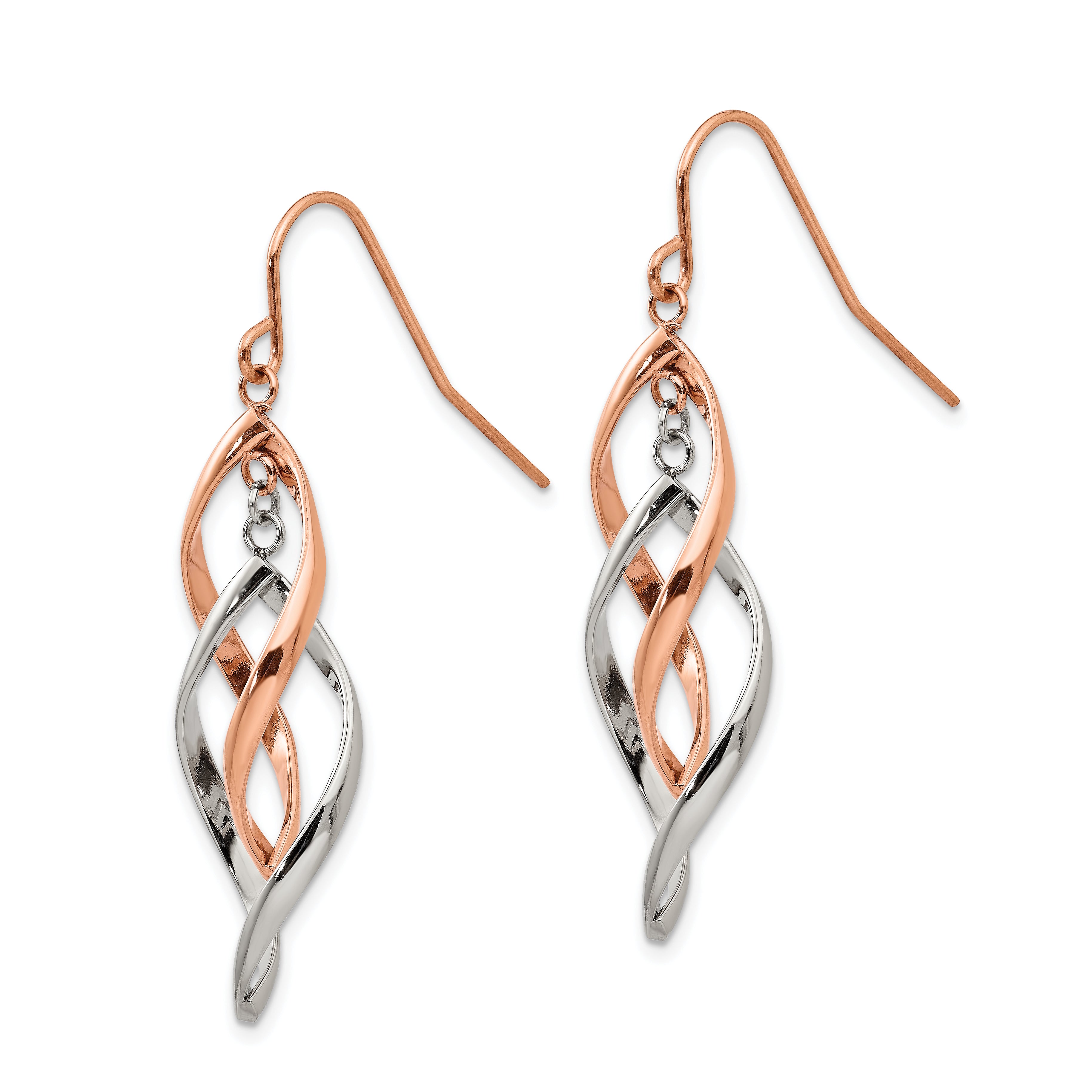 Chisel Stainless Steel Polished Rose IP-plated Dangle Shepherd Hook Earring