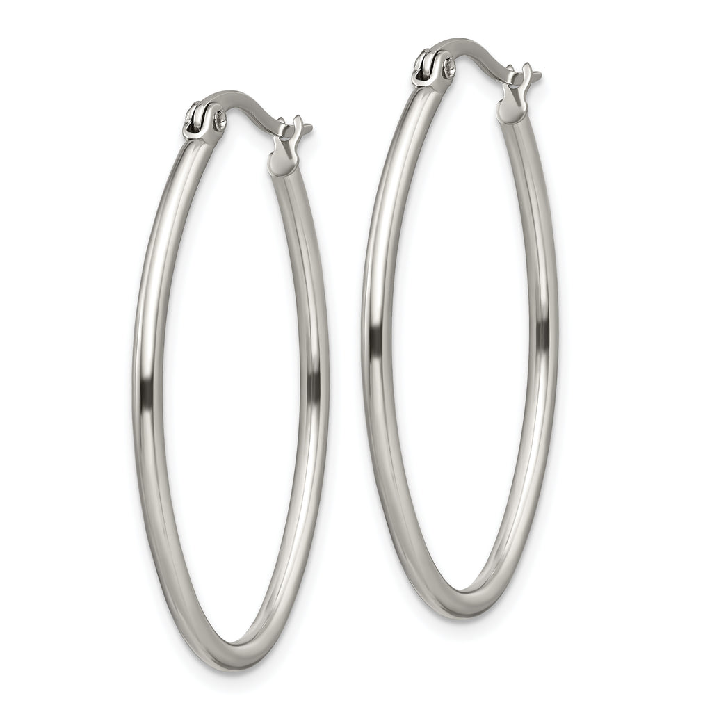 Polished Oval Hoop Earrings in Stainless Steel