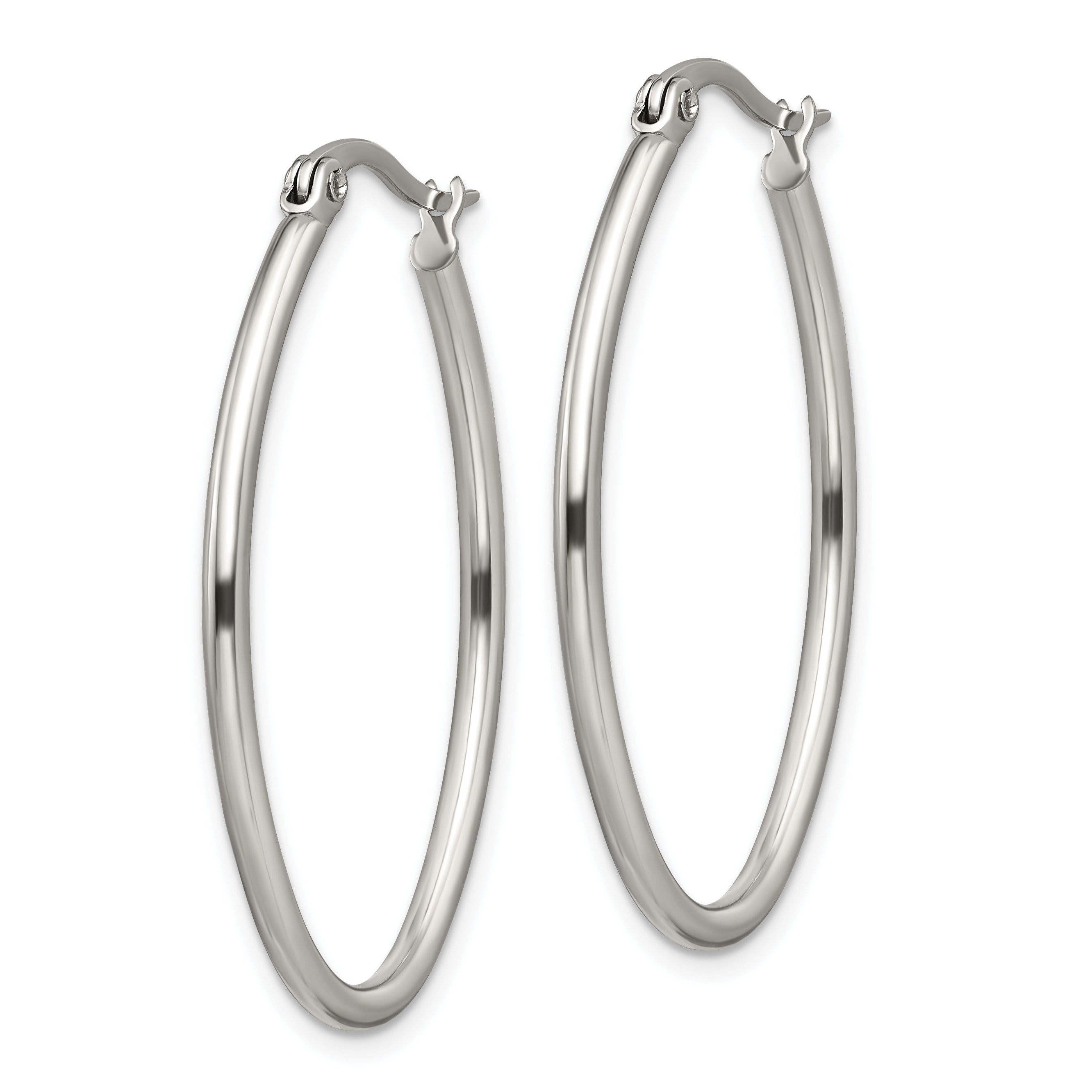 Polished Oval Hoop Earrings in Stainless Steel