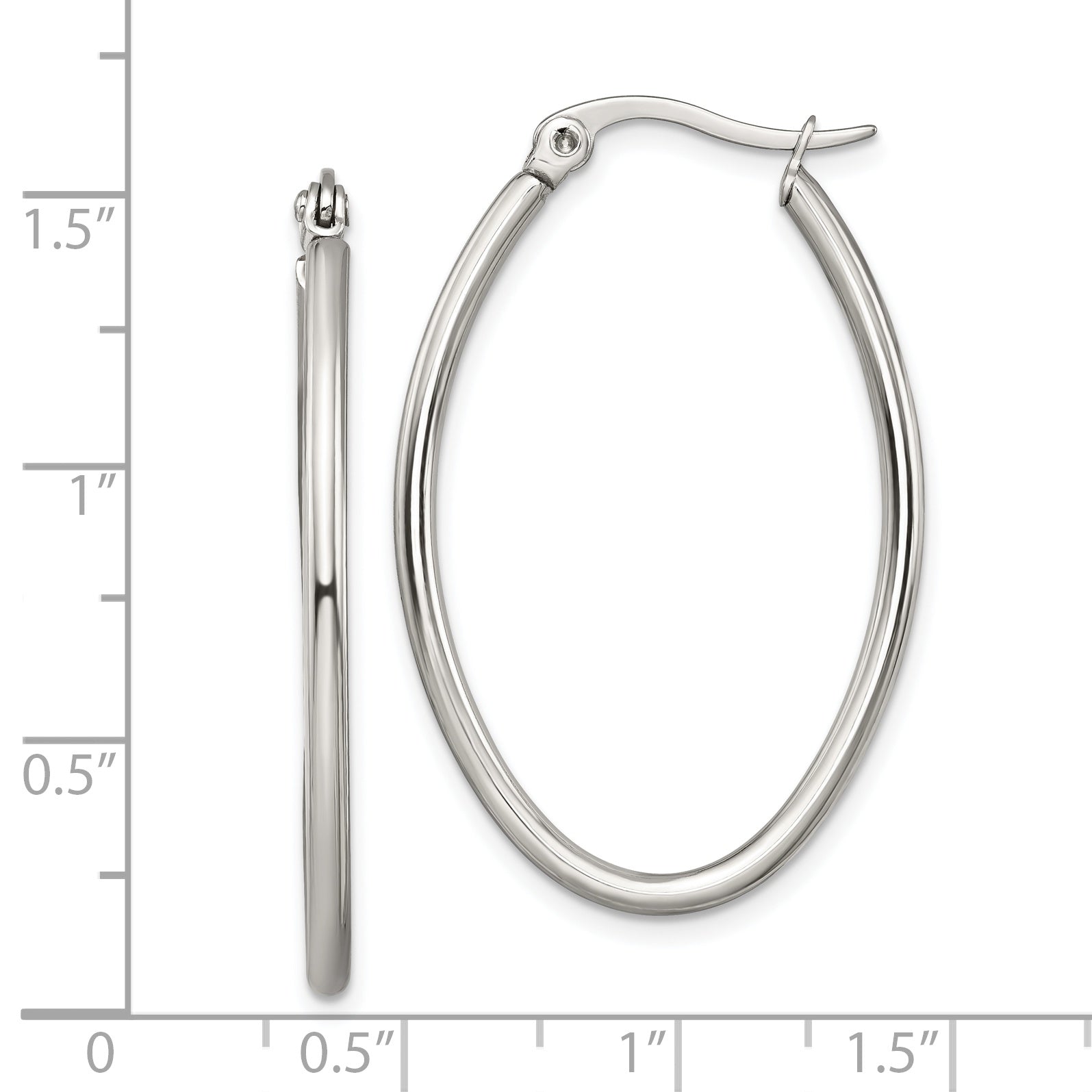Polished Oval Hoop Earrings in Stainless Steel