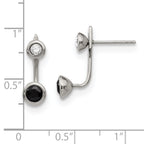 Stainless Steel Polished Black and White CZ Post Earrings