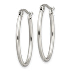 Polished Oval Hoop Earrings in Stainless Steel, 18mm