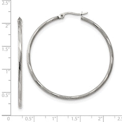 Chisel Stainless Steel Polished and Textured Hinged Hoop Earrings