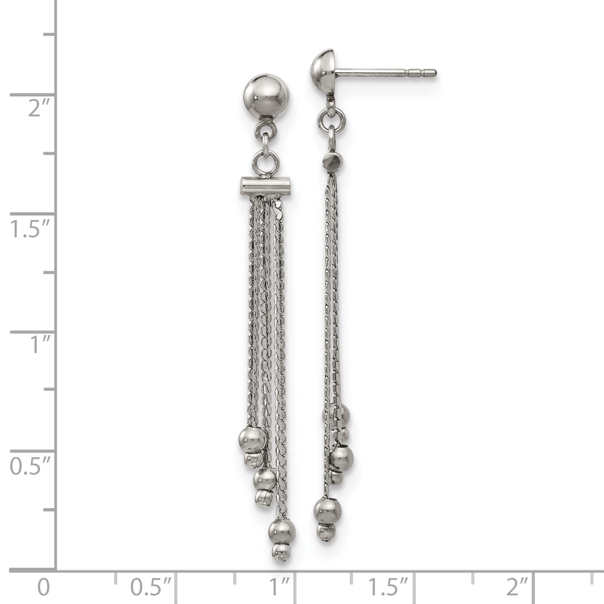 Stainless Stele Polished Beaded Chain Post Dangle Earrings