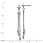 Stainless Stele Polished Beaded Chain Post Dangle Earrings