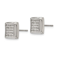 Chisel Stainless Steel Polished with 1/4 Carat Diamond Square Post Earrings