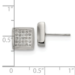 Chisel Stainless Steel Polished with 1/4 Carat Diamond Square Post Earrings