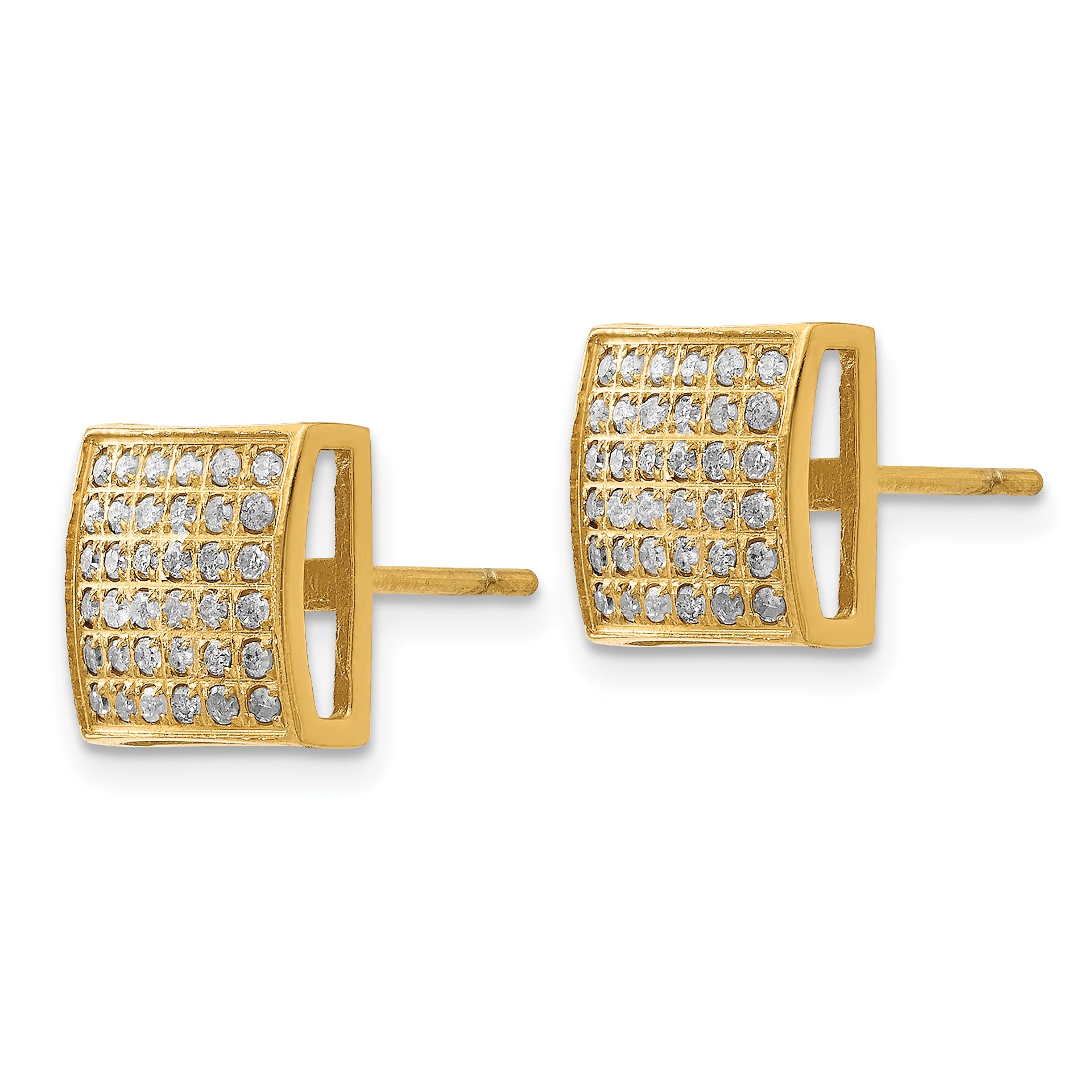 Chisel Stainless Steel Polished Yellow IP-plated with 3/8 Carat Diamond Square Post Earrings Secondary image