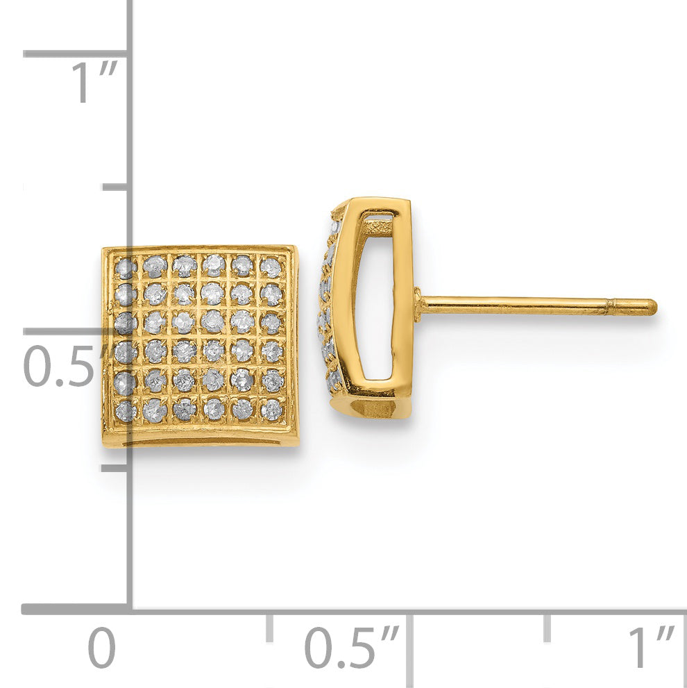 Chisel Stainless Steel Polished Yellow IP-plated with 3/8 Carat Diamond Square Post Earrings