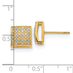 Chisel Stainless Steel Polished Yellow IP-plated with 3/8 Carat Diamond Square Post Earrings