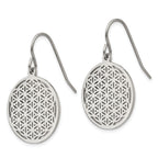 Chisel Stainless Steel Polished Flower Cut-out Dangle Shepherd Hook Earrings