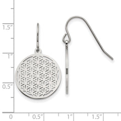 Chisel Stainless Steel Polished Flower Cut-out Dangle Shepherd Hook Earrings