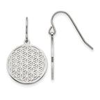 Chisel Stainless Steel Polished Flower Cut-out Dangle Shepherd Hook Earrings