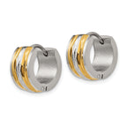 Polished & Textured Hinged Hoop Earrings in Gold-Tone Stainless Steel