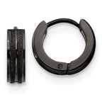 Chisel Stainless Steel Polished Black IP-plated Laser cut 4mm Hinged Hoop Earrings