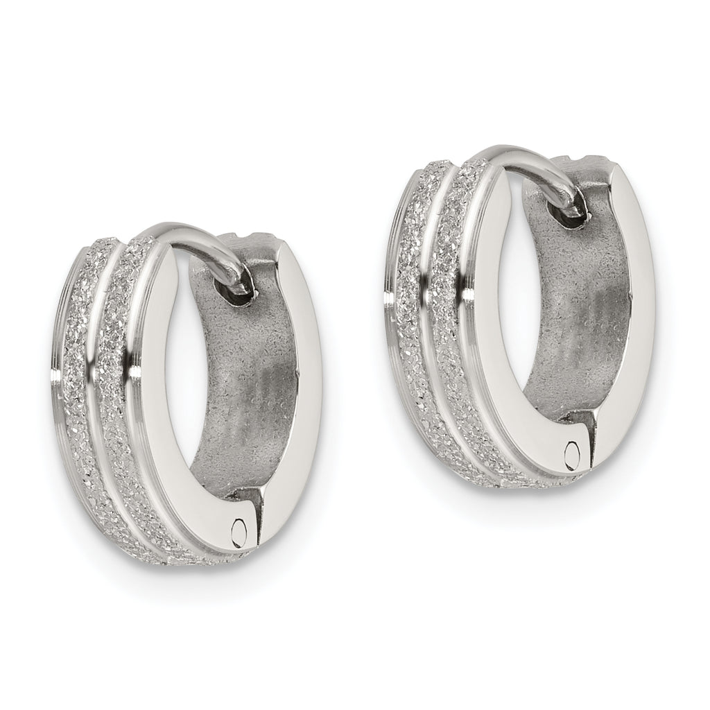 Laser-Cut Hinged Hoop Earrings in Stainless Steel