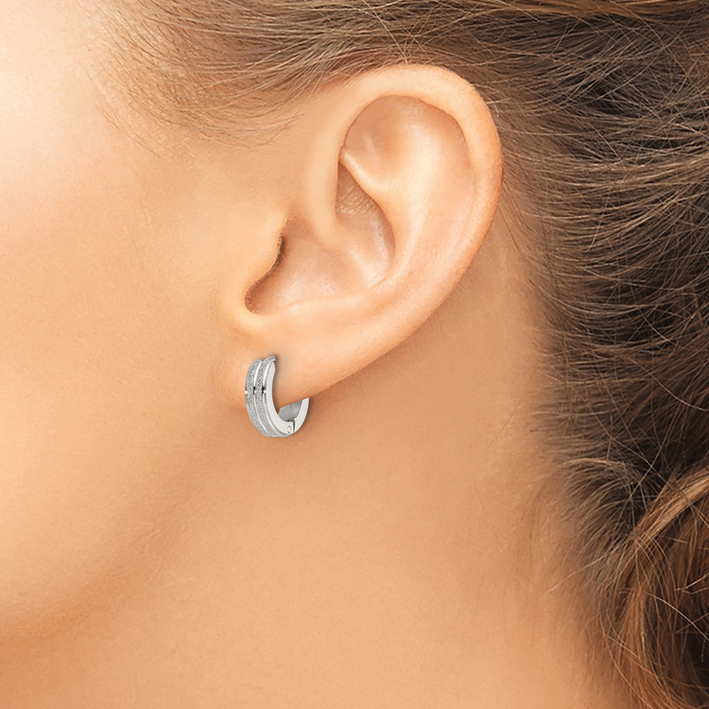 Laser-Cut Hinged Hoop Earrings in Stainless Steel