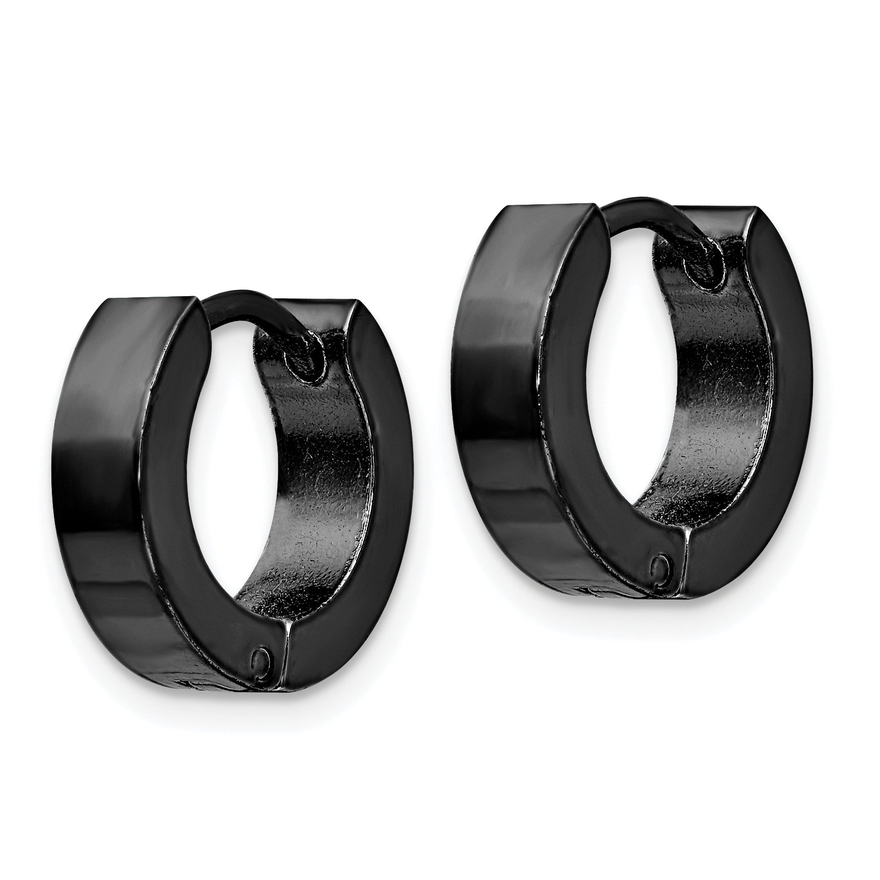 Black IP-Plated Hinged Hoop Earrings in Stainless Steel Secondary image