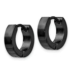 Black IP-Plated Hinged Hoop Earrings in Stainless Steel