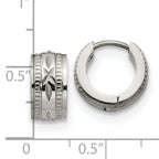 Chisel Stainless Steel Polished and Textured 6mm Hinged Hoop Earrings