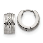 Chisel Stainless Steel Polished and Textured 6mm Hinged Hoop Earrings