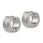 Polished & Textured Hinged Hoop Earrings in Stainless Steel