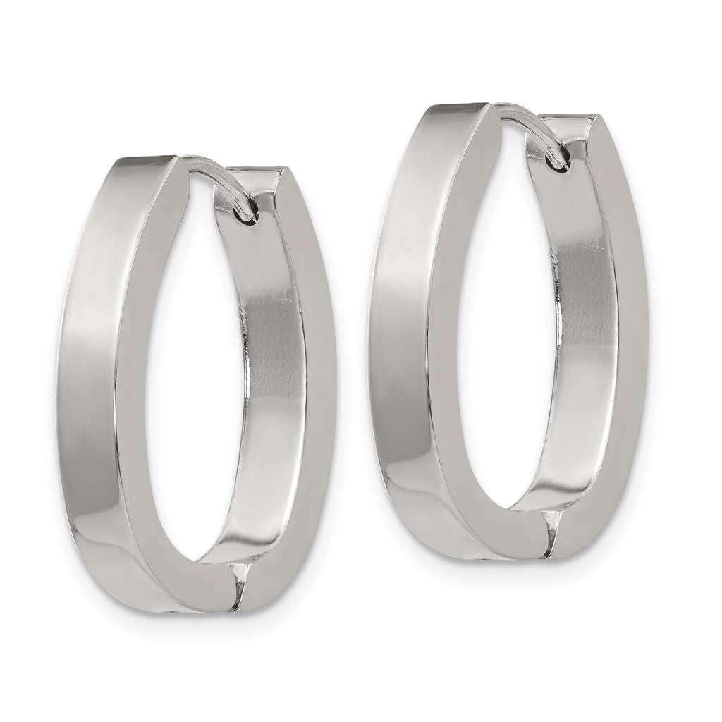 Polished Hinged Hoop Earrings in Stainless Steel