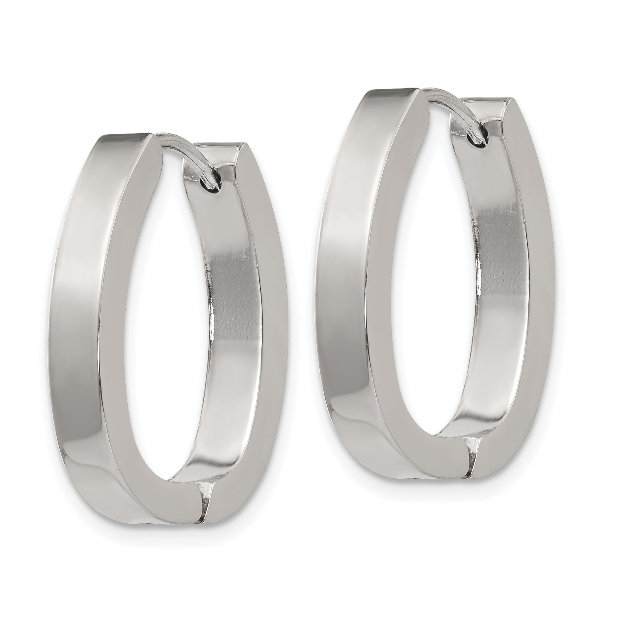 Polished Hinged Hoop Earrings in Stainless Steel