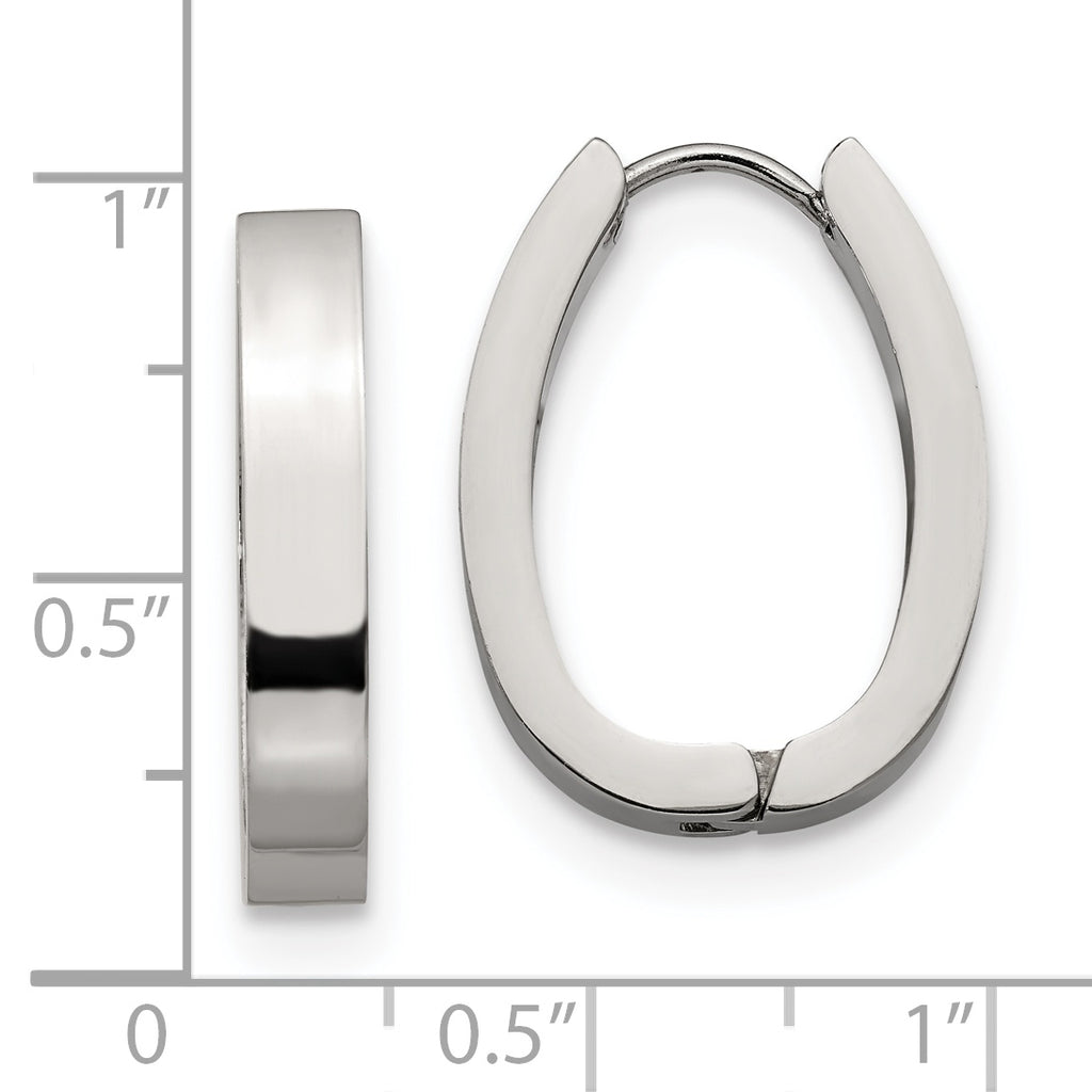 Polished Hinged Hoop Earrings in Stainless Steel
