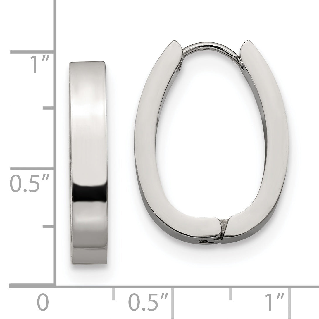 Polished Hinged Hoop Earrings in Stainless Steel