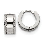 Chisel Stainless Steel Polished and Textured 5mm Hinged Hoop Earrings