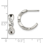 Chisel Stainless Steel Polished with Crystals from Crystal Post Hoop Earrings
