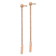 Chisel Stainless Steel Polished Rose IP-plated Bar Post Dangle Earrings