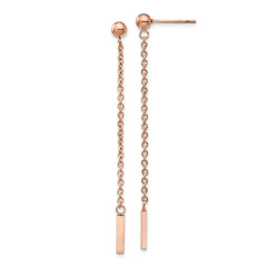 Chisel Stainless Steel Polished Rose IP-plated Bar Post Dangle Earrings