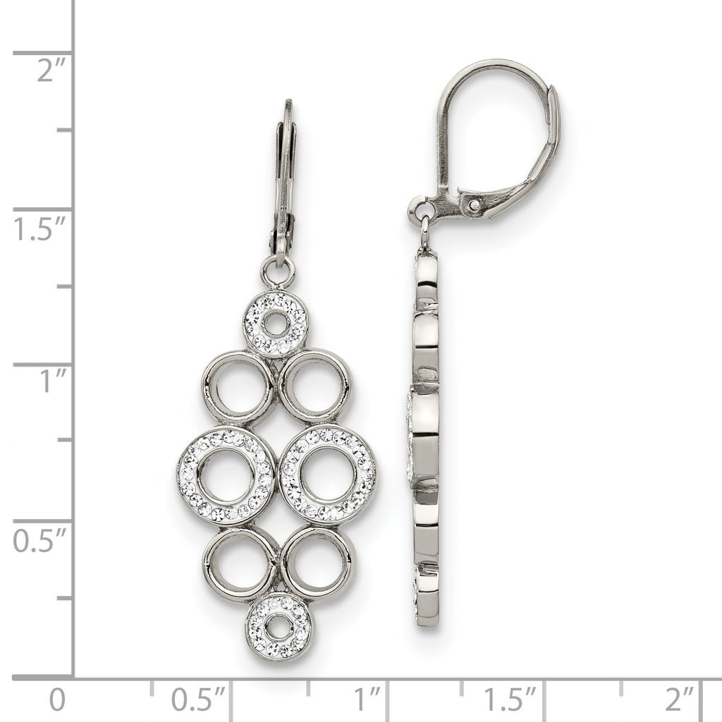 Chisel Stainless Steel Polished with Preciosa Crystal Circles Dangle Leverback Earrings