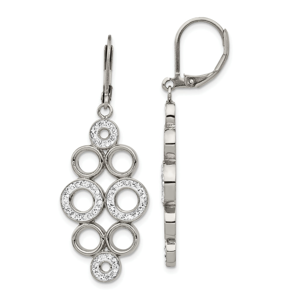 Chisel Stainless Steel Polished with Preciosa Crystal Circles Dangle Leverback Earrings