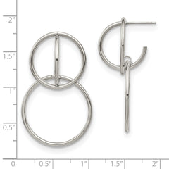 Chisel Stainless Steel Polished Interlocking Circles Post Dangle Earrings