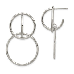 Chisel Stainless Steel Polished Interlocking Circles Post Dangle Earrings