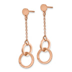 Polished Dangle Earrings in Rose-Tone Stainless Steel