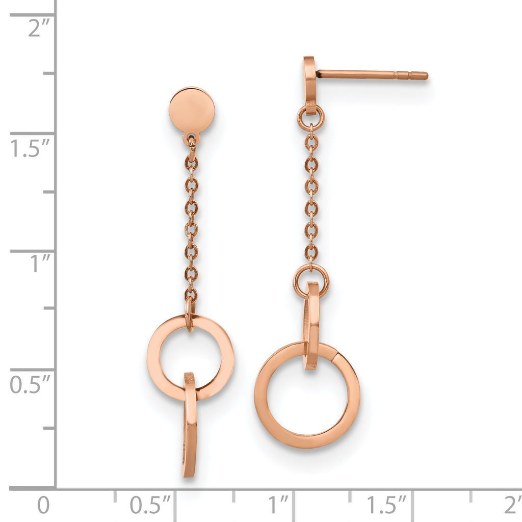 Polished Dangle Earrings in Rose-Tone Stainless Steel