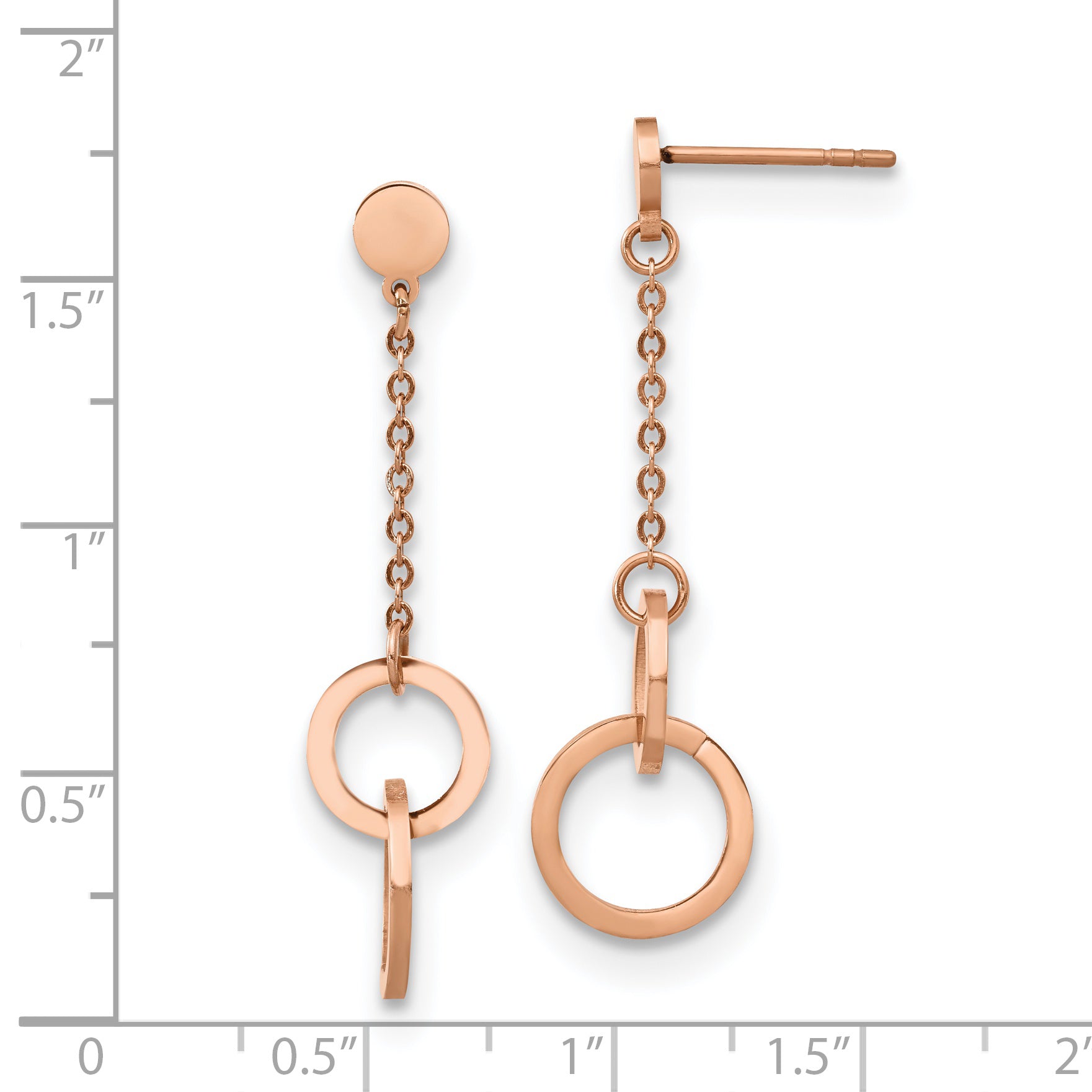 Polished Dangle Earrings in Rose-Tone Stainless Steel