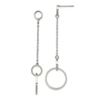 Chisel Stainless Steel Polished Circle Post Dangle Earrings