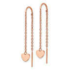 Heart Threader Dangle Earrings in Rose-Tone Stainless Steel
