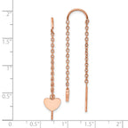 Heart Threader Dangle Earrings in Rose-Tone Stainless Steel