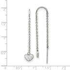 Crystal Heart Threader Earrings in Stainless Steel