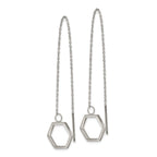 Stainless Steel Polished Hexagon Dangle Threader Earrings